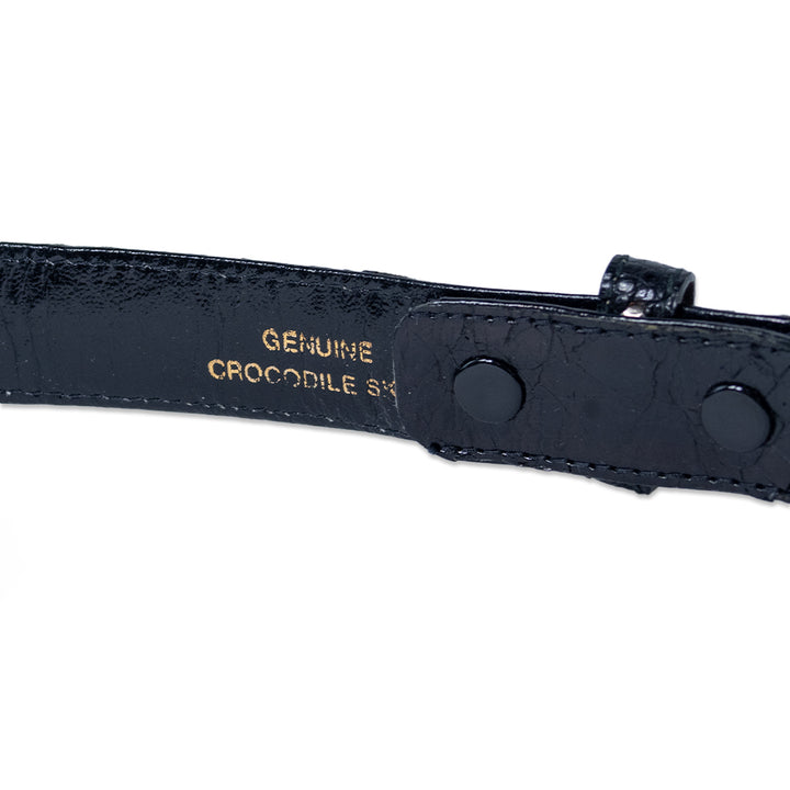 Kieselstein-Cord Black Genuine Crocodile Belt with Gold Hearts Buckle