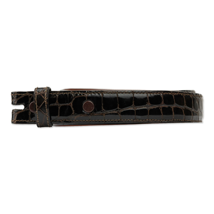 Kieselstein-Cord Glossy Brown Alligator Leather Thin Interchangeable Belt