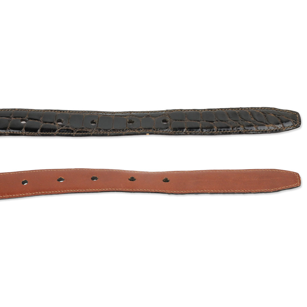 Kieselstein-Cord Glossy Brown Alligator Leather Thin Interchangeable Belt
