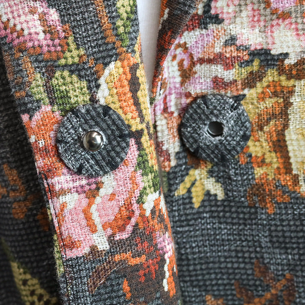 Kobi Halperin Black Connie Floral Print Cotton Linen Coat