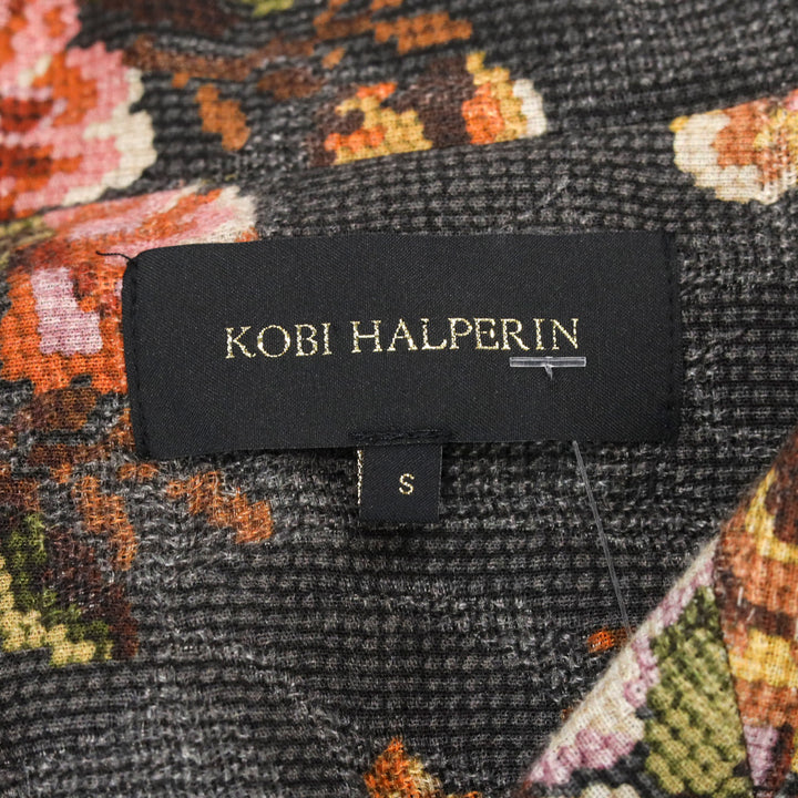 Kobi Halperin Black Connie Floral Print Cotton Linen Coat