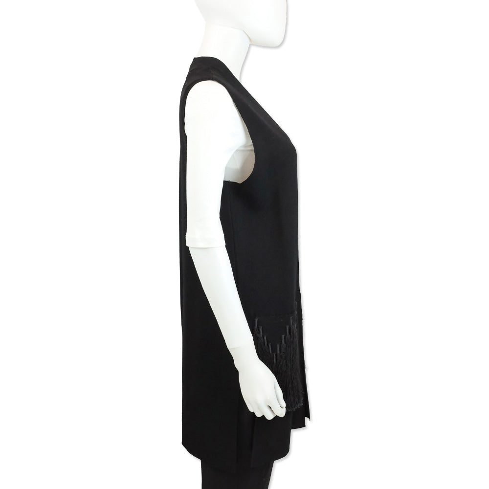 Kobi Halperin Black Knit Amrita Sweater Vest w/ Fringe Pockets