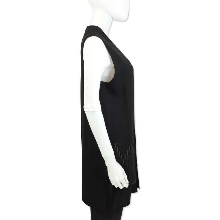 Kobi Halperin Black Knit Amrita Sweater Vest w/ Fringe Pockets