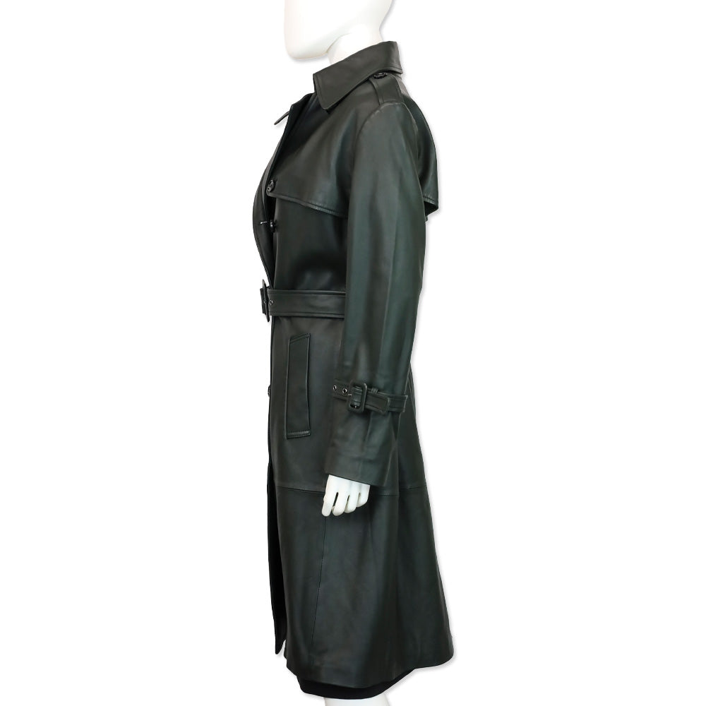 Kobi Halperin Dark Green Lamb Leather Trench Coat