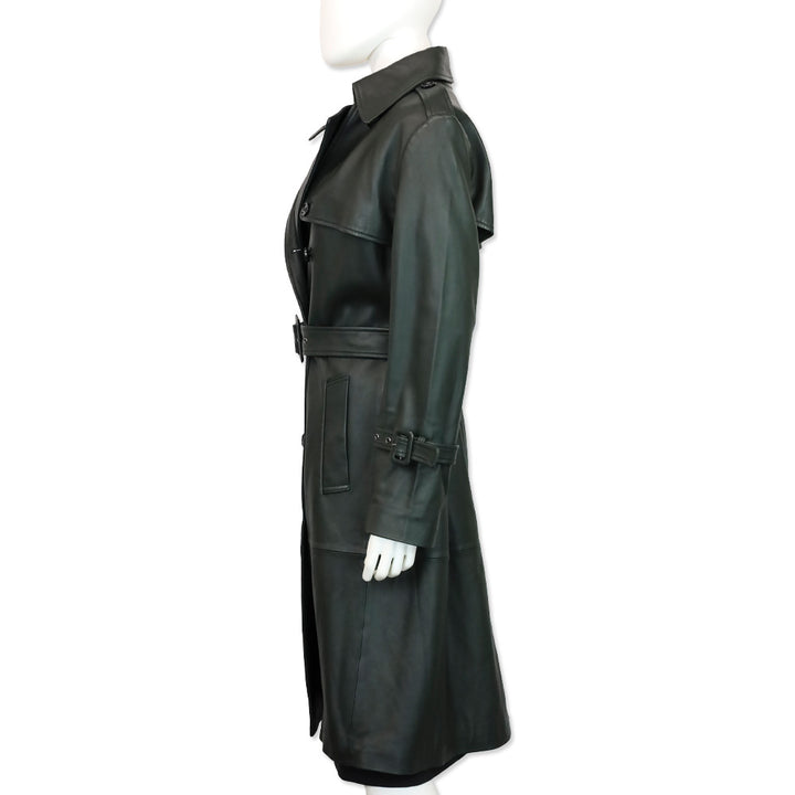 Kobi Halperin Dark Green Lamb Leather Trench Coat