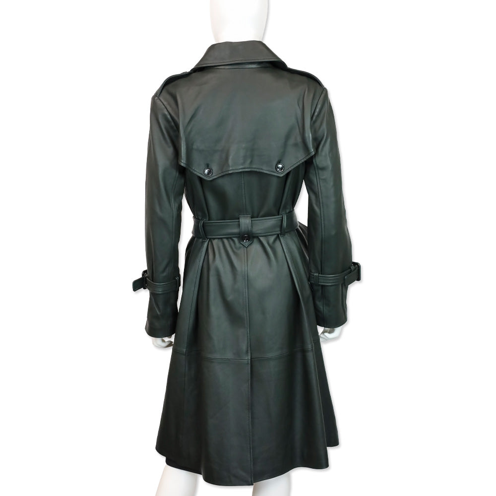 Kobi Halperin Dark Green Lamb Leather Trench Coat