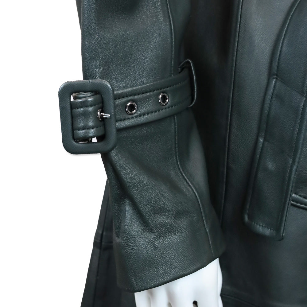 Kobi Halperin Dark Green Lamb Leather Trench Coat