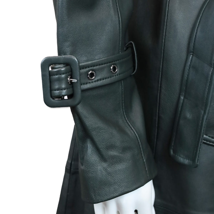 Kobi Halperin Dark Green Lamb Leather Trench Coat