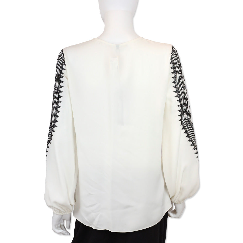 Kobi Halperin Ivory Silk Embroidered Zadie Blouse