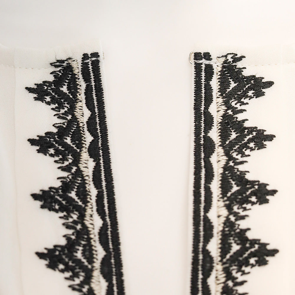 Kobi Halperin Ivory Silk Embroidered Zadie Blouse