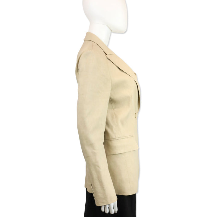 Kobi Halperin Sharon Beige Linen Blend Single Button Blazer