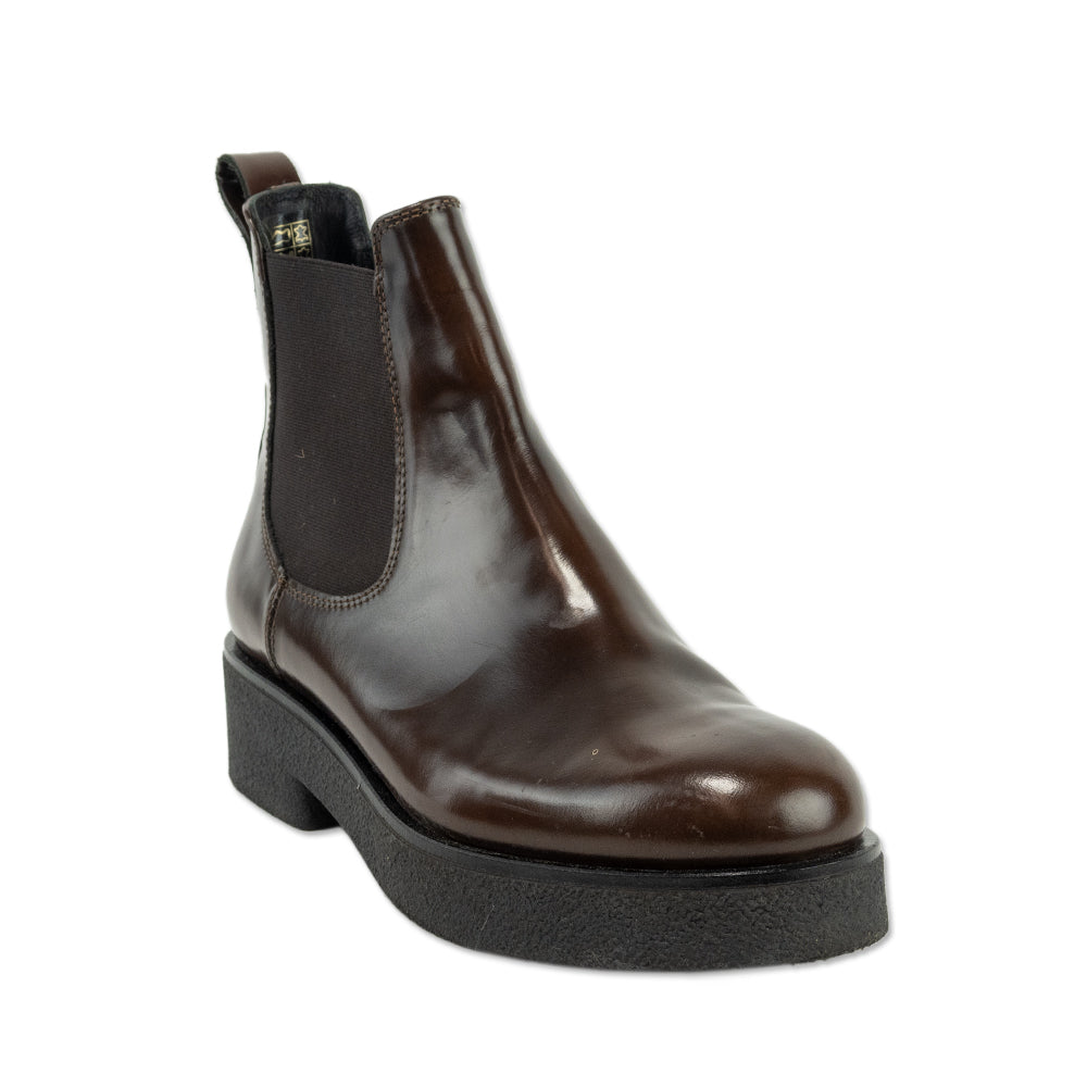 Koio Novara Glossed Walnut Leather Chelsea Boots