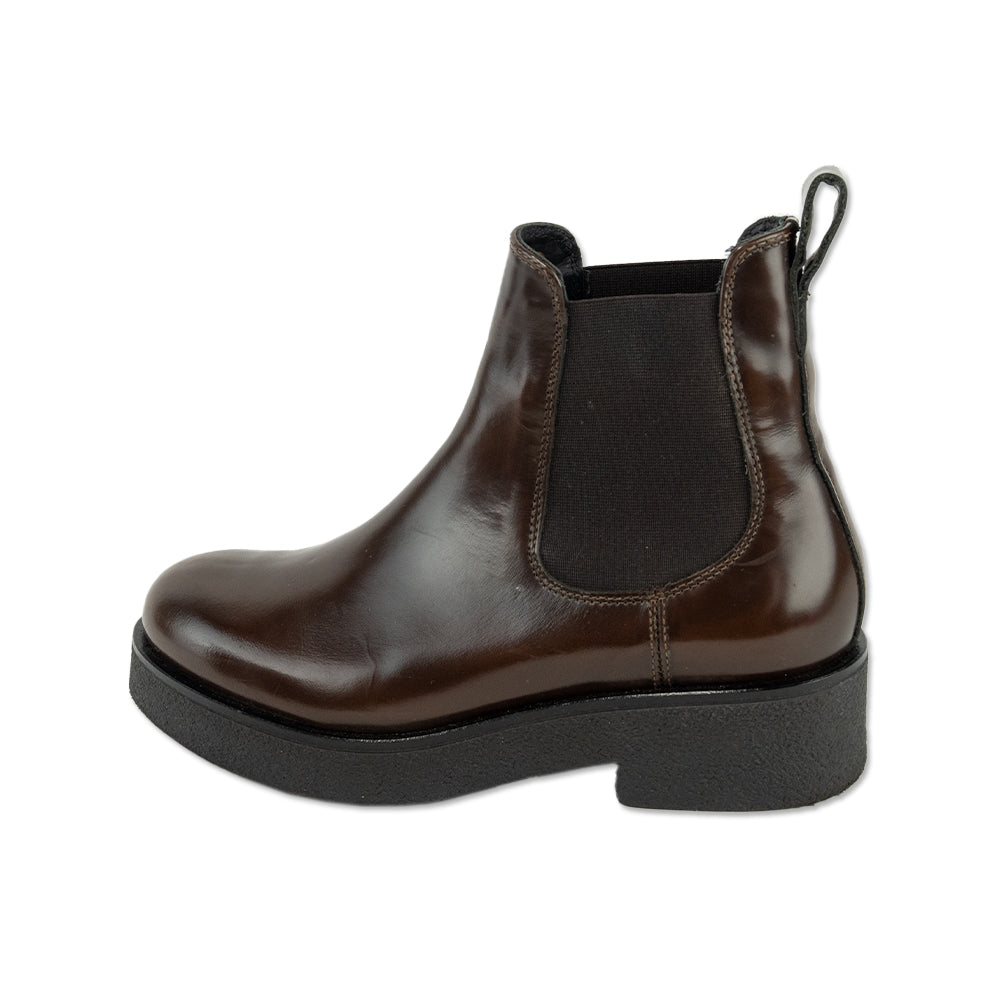 Koio Novara Glossed Walnut Leather Chelsea Boots