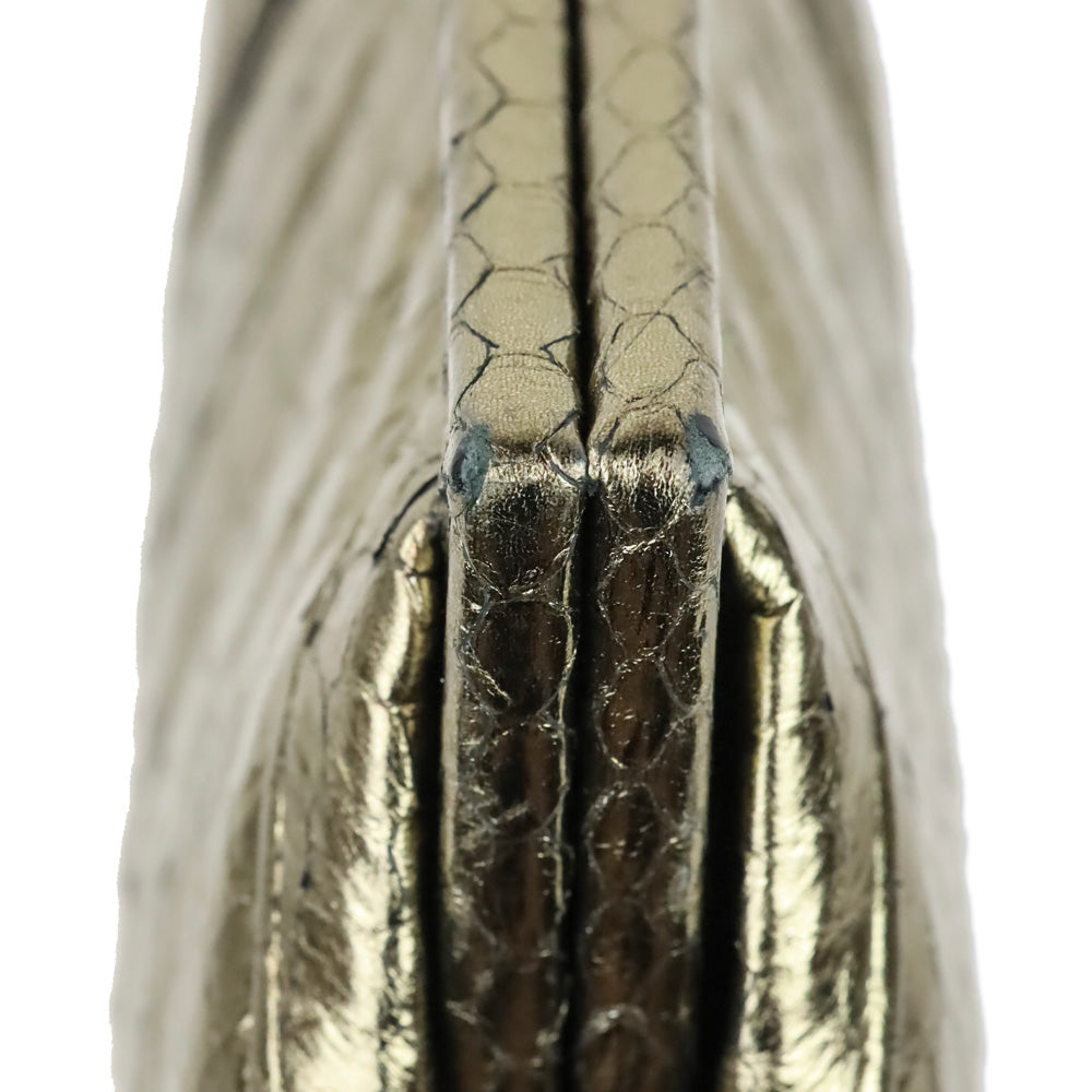 Kotur Metallic Gold Lizard Skin Frame Clutch