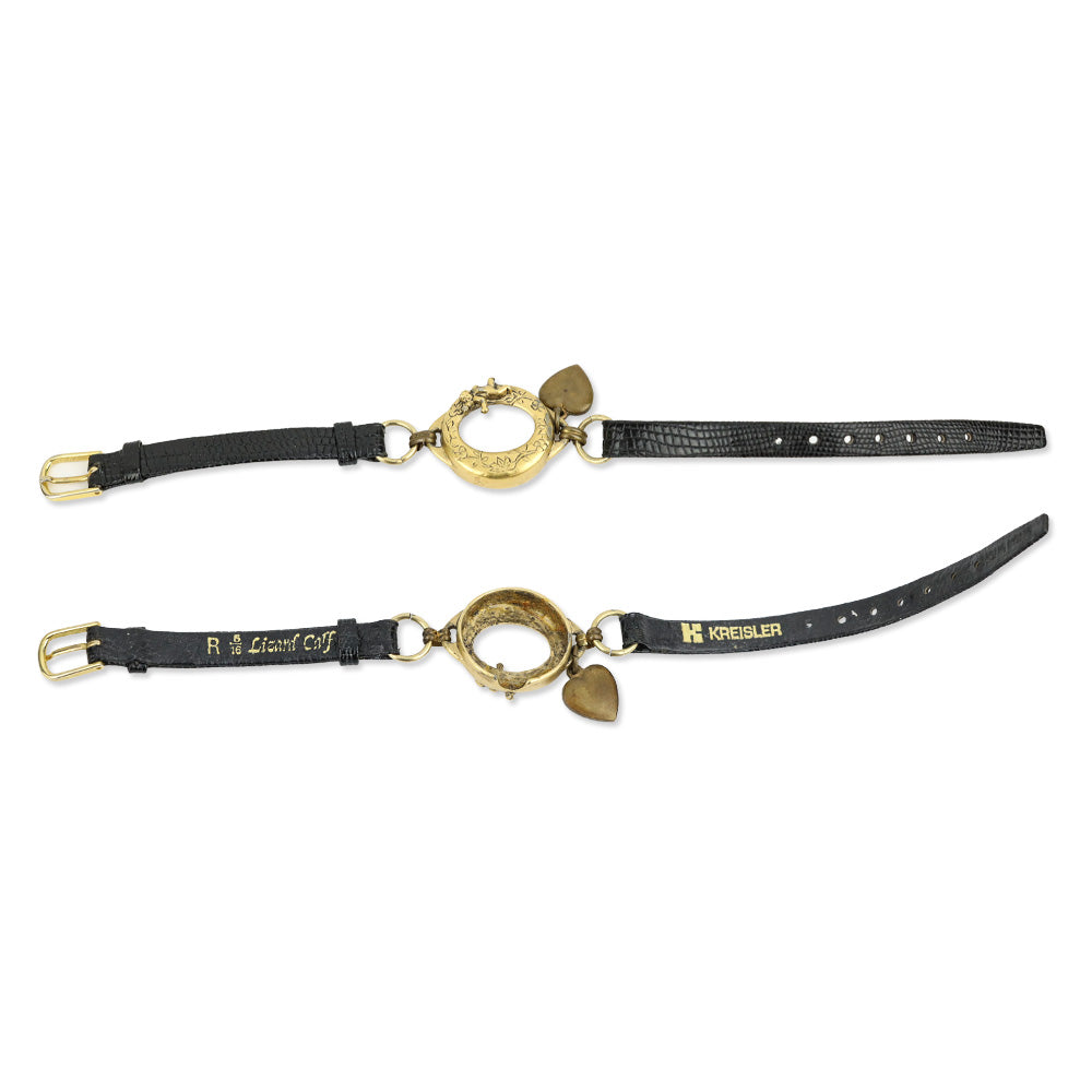 Kreisler Black Lizard Leather Gold Cherub Circle Watch