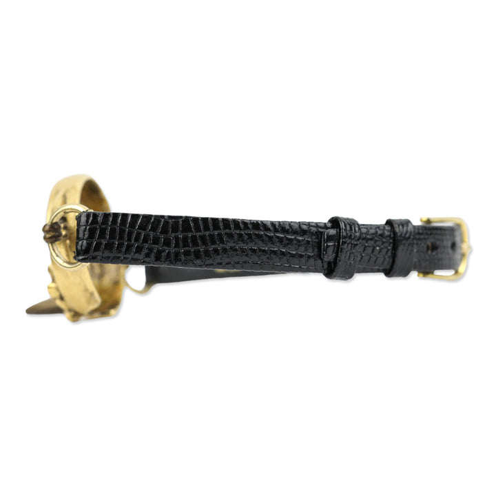 Kreisler Black Lizard Leather Gold Cherub Circle Watch