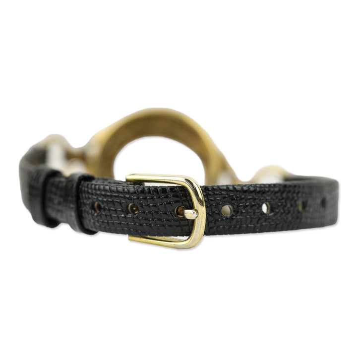Kreisler Black Lizard Leather Gold Cherub Circle Watch