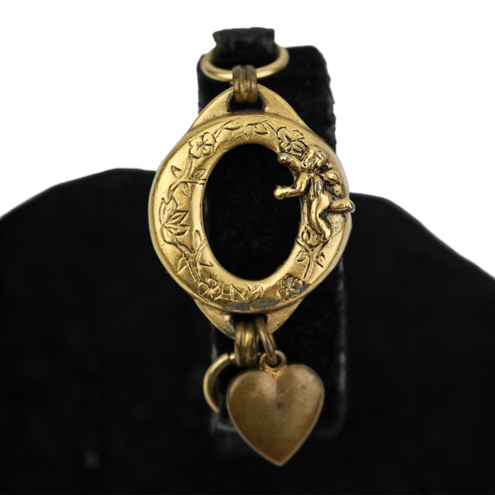 Kreisler Black Lizard Leather Gold Cherub Circle Watch