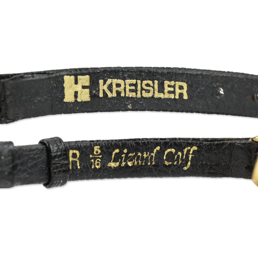 Kreisler Black Lizard Leather Gold Cherub Circle Watch