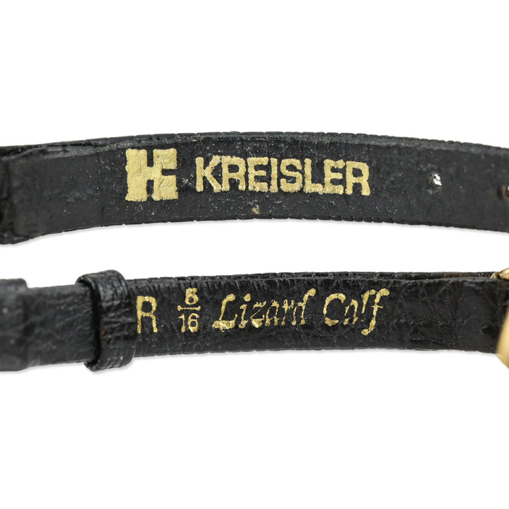Kreisler Black Lizard Leather Gold Cherub Circle Watch
