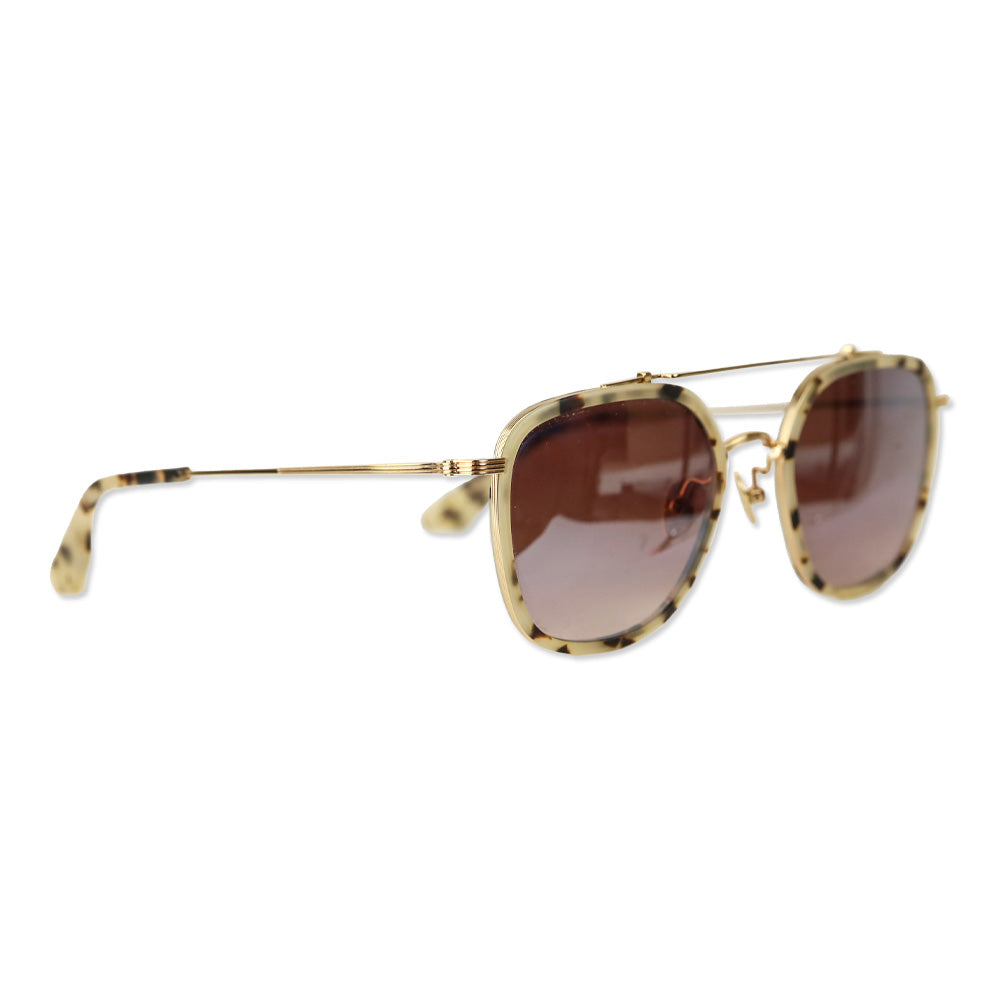 Krewe Austin Light Tortoise Aviator Mirrored Lens Sunglasses