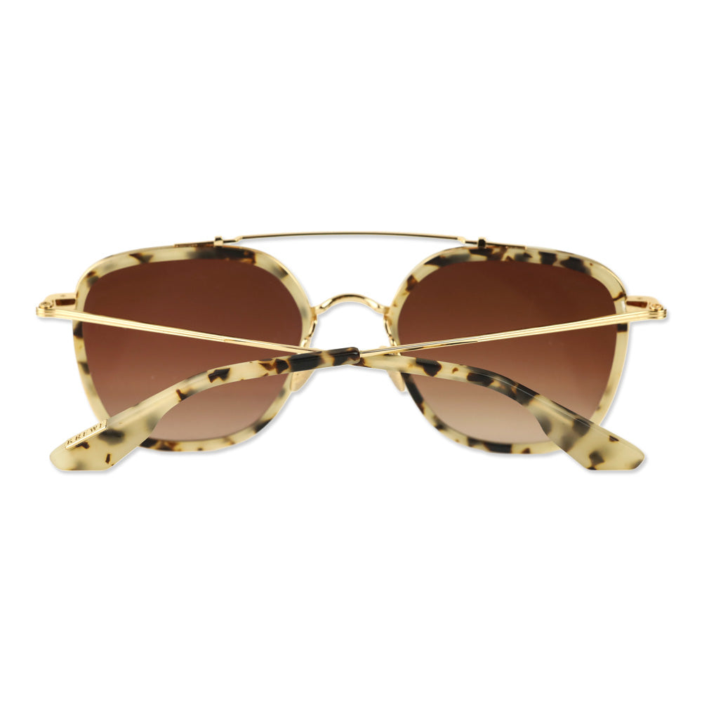 Krewe Austin Light Tortoise Aviator Mirrored Lens Sunglasses