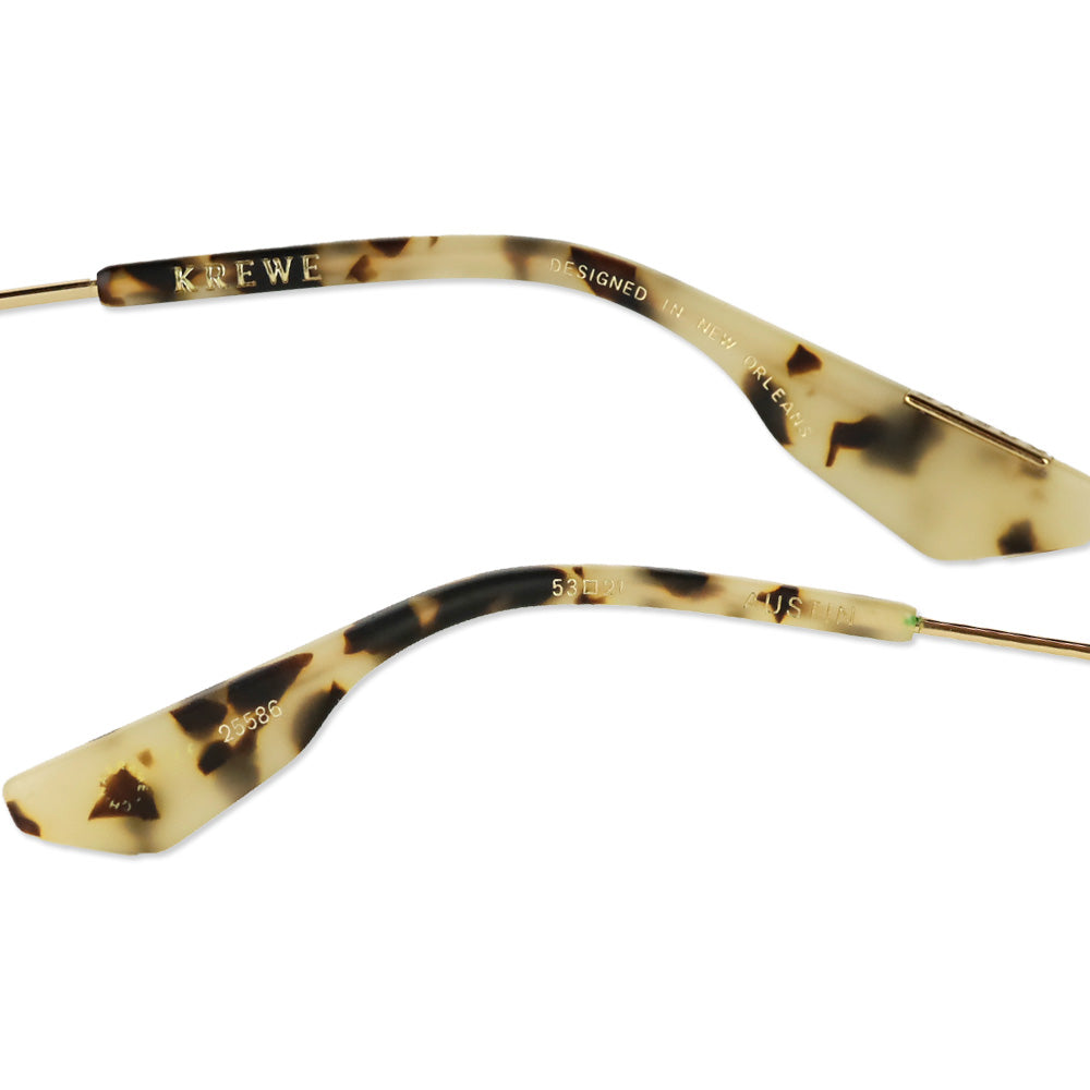 Krewe Austin Light Tortoise Aviator Mirrored Lens Sunglasses
