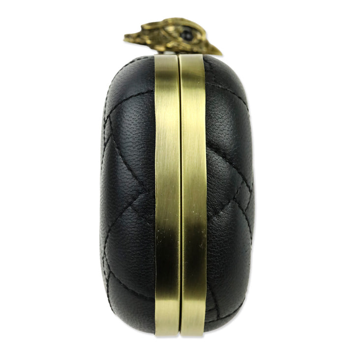 Kurt Geiger Black Leather Kensington Oval Clutch