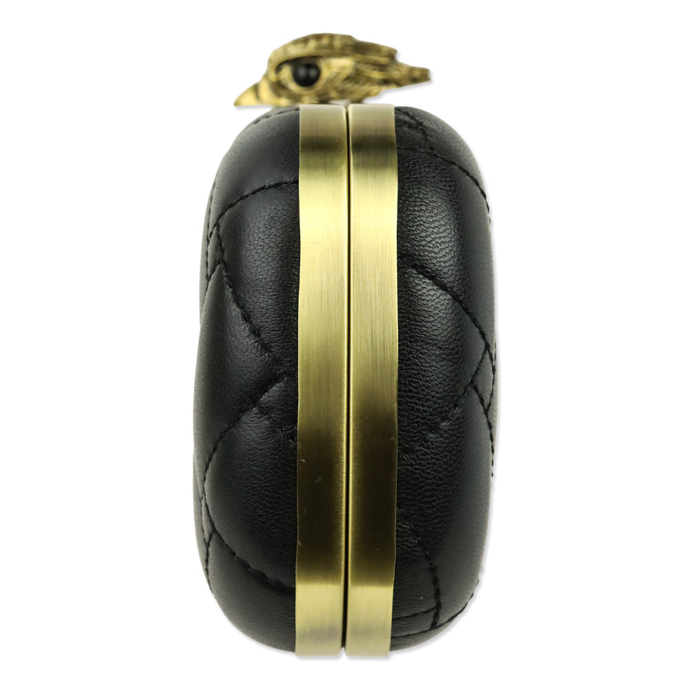 Kurt Geiger Black Leather Kensington Oval Clutch