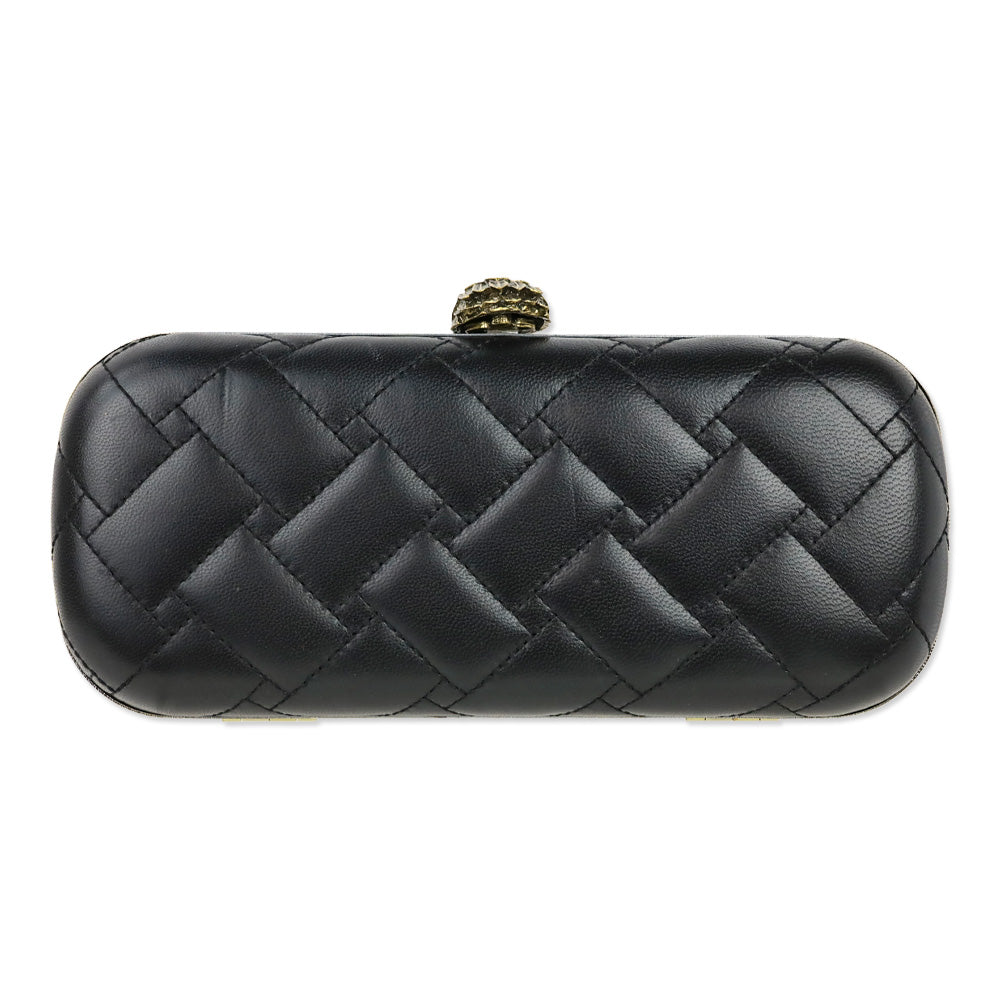 Kurt Geiger Black Leather Kensington Oval Clutch