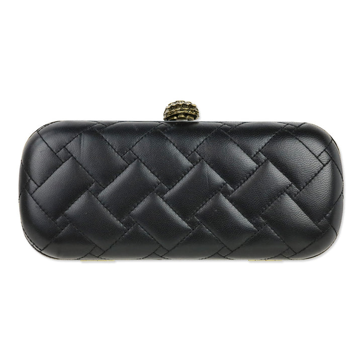 Kurt Geiger Black Leather Kensington Oval Clutch