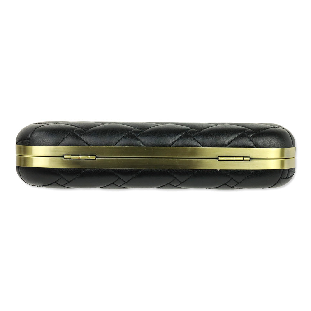 Kurt Geiger Black Leather Kensington Oval Clutch