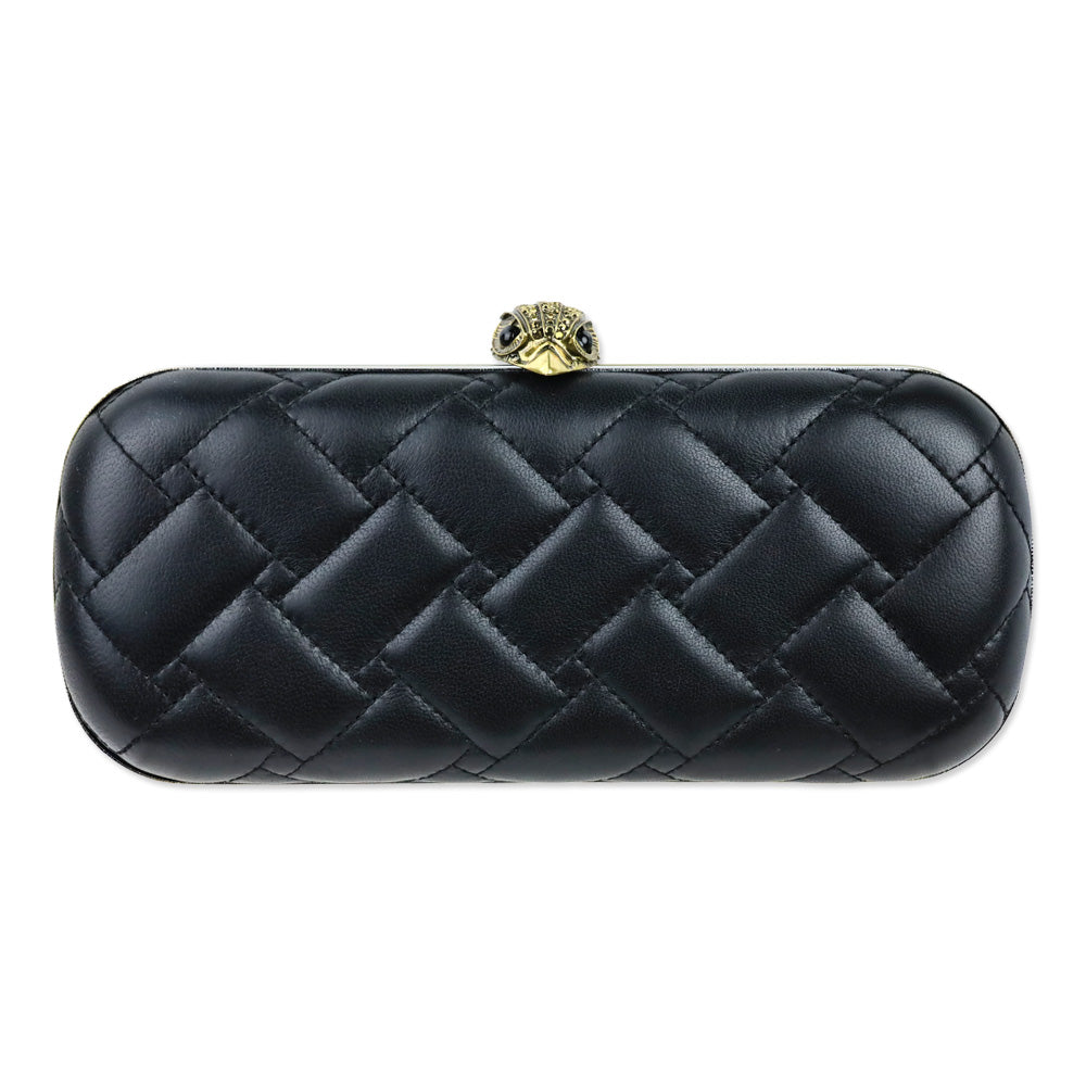 Kurt Geiger Black Leather Kensington Oval Clutch