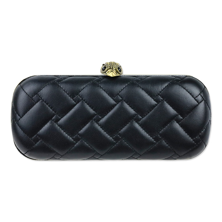 Kurt Geiger Black Leather Kensington Oval Clutch