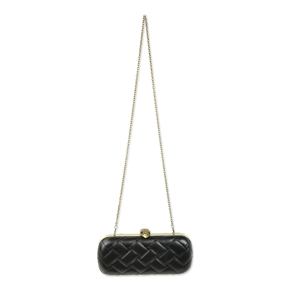 Kurt Geiger Black Leather Kensington Oval Clutch