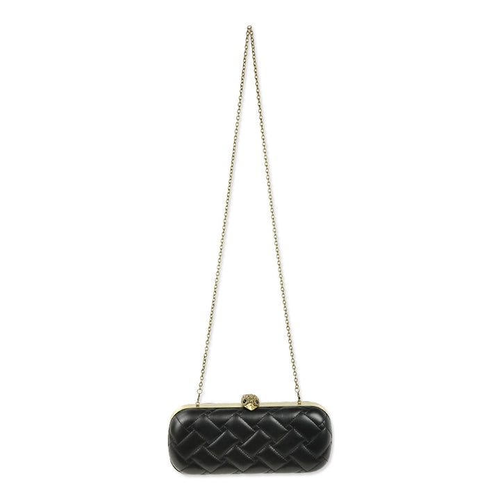 Kurt Geiger Black Leather Kensington Oval Clutch