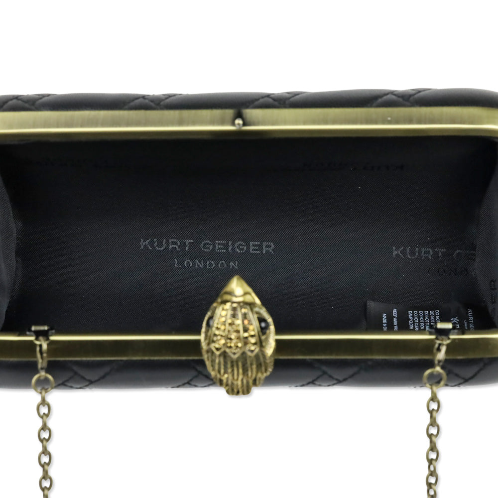 Kurt Geiger Black Leather Kensington Oval Clutch