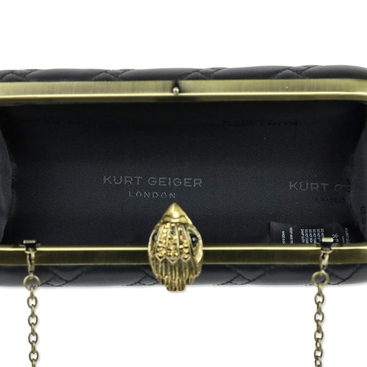 Kurt Geiger Black Leather Kensington Oval Clutch