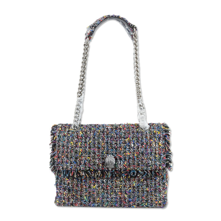 Kurt Geiger Black Multicolor Tweed Kensington Shoulder Bag