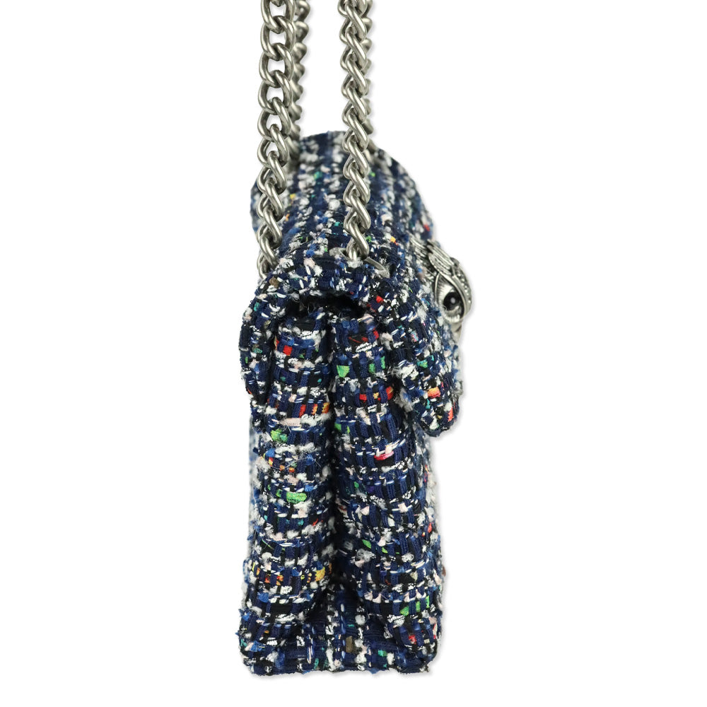 Kurt Geiger Blue Tweed Mini Kensington Bag