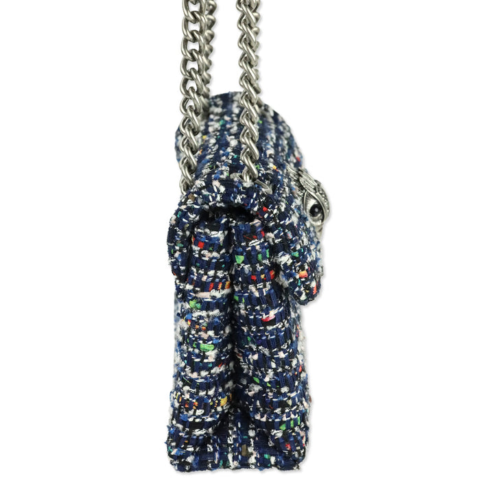 Kurt Geiger Blue Tweed Mini Kensington Bag