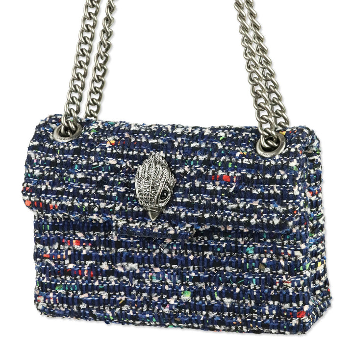 Kurt Geiger Blue Tweed Mini Kensington Bag