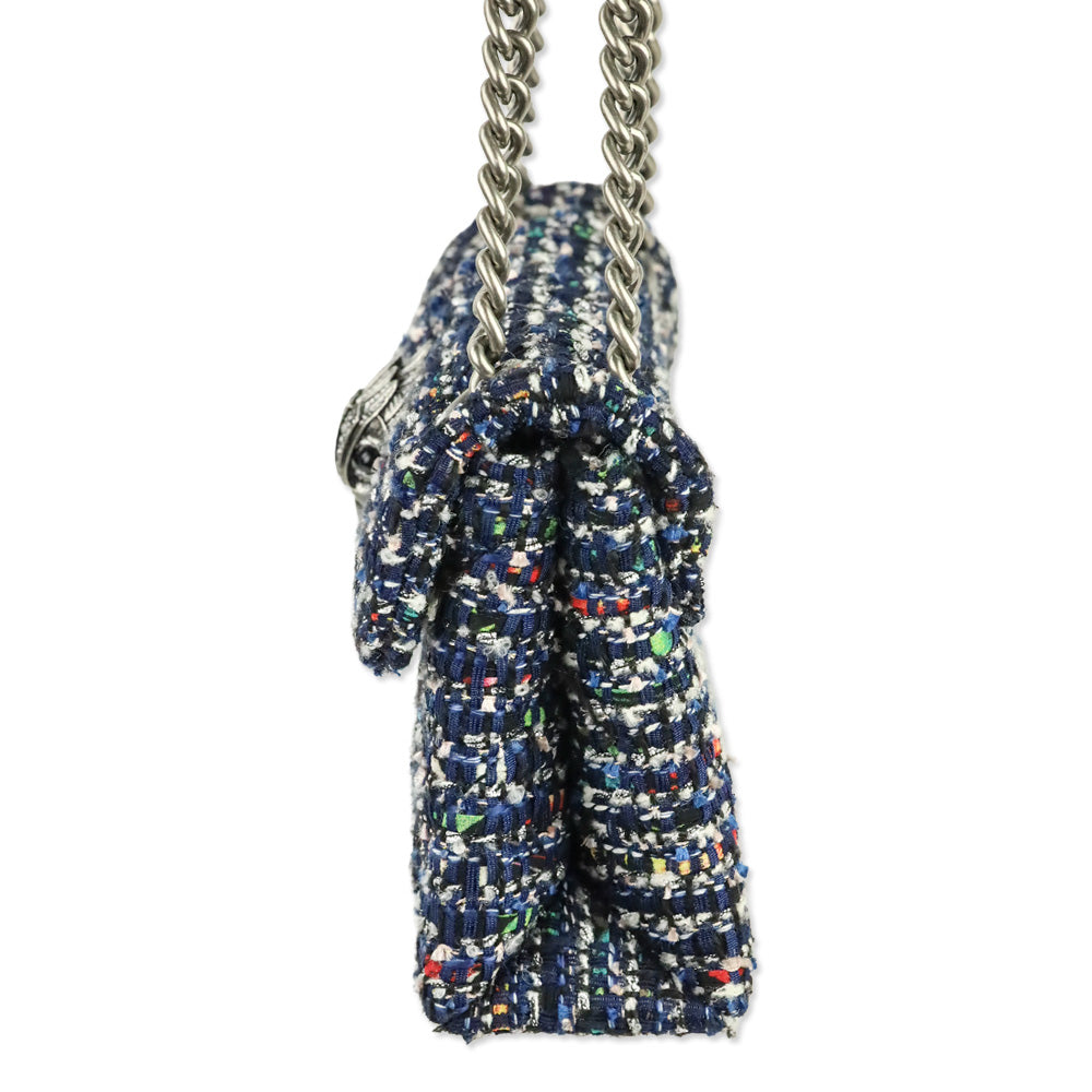 Kurt Geiger Blue Tweed Mini Kensington Bag