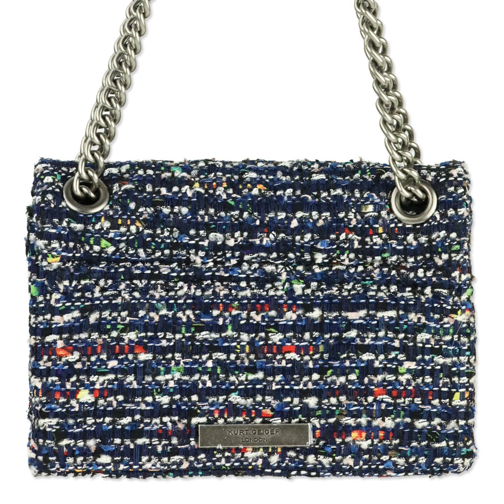 Kurt Geiger Blue Tweed Mini Kensington Bag