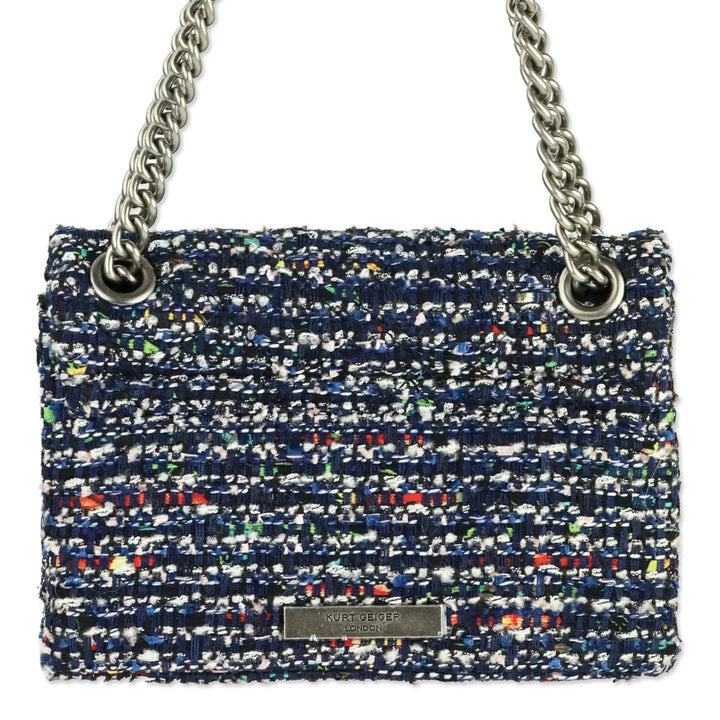 Kurt Geiger Blue Tweed Mini Kensington Bag