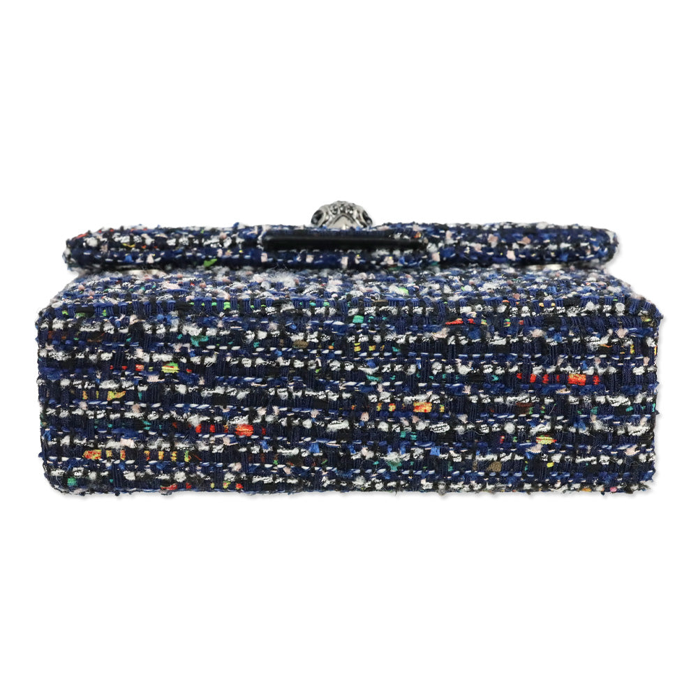 Kurt Geiger Blue Tweed Mini Kensington Bag