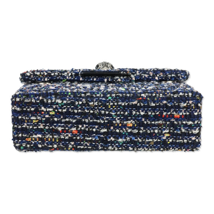 Kurt Geiger Blue Tweed Mini Kensington Bag