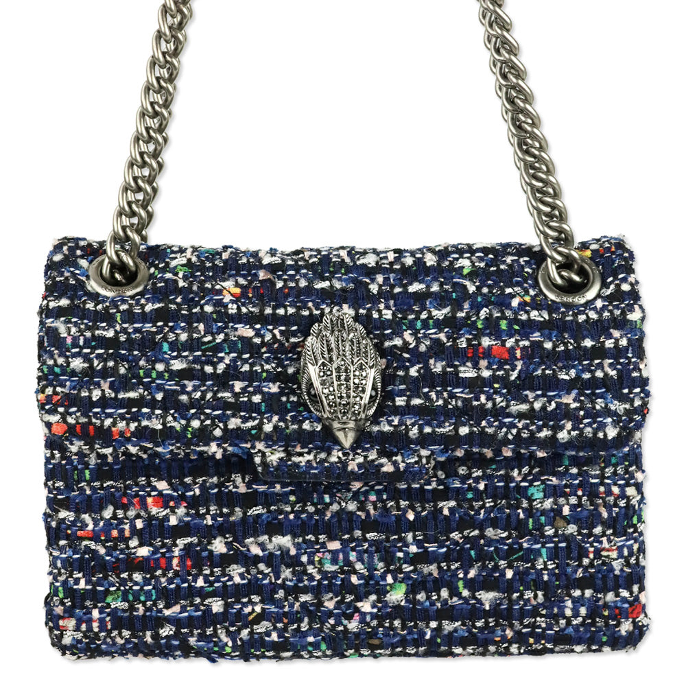 Kurt Geiger Blue Tweed Mini Kensington Bag