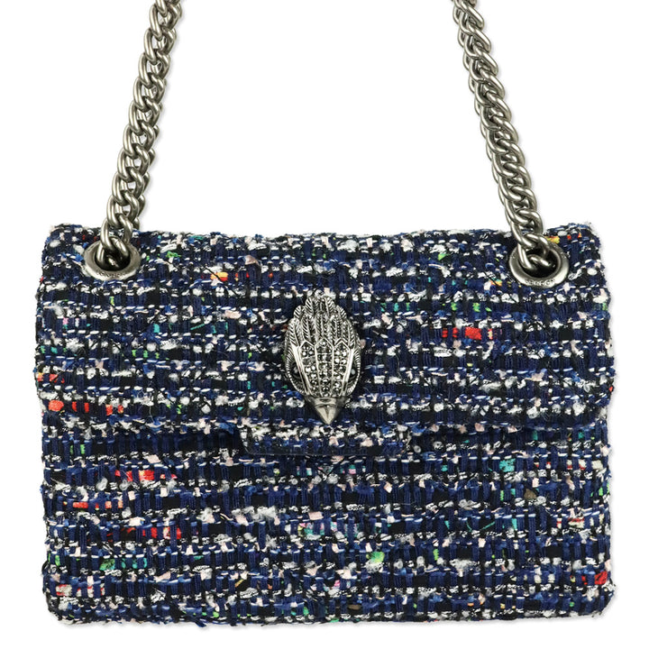 Kurt Geiger Blue Tweed Mini Kensington Bag