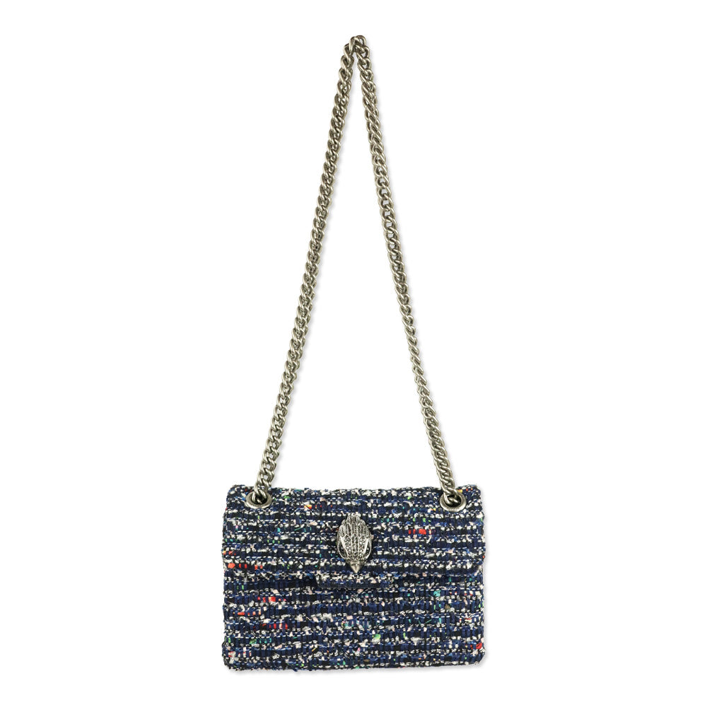 Kurt Geiger Blue Tweed Mini Kensington Bag